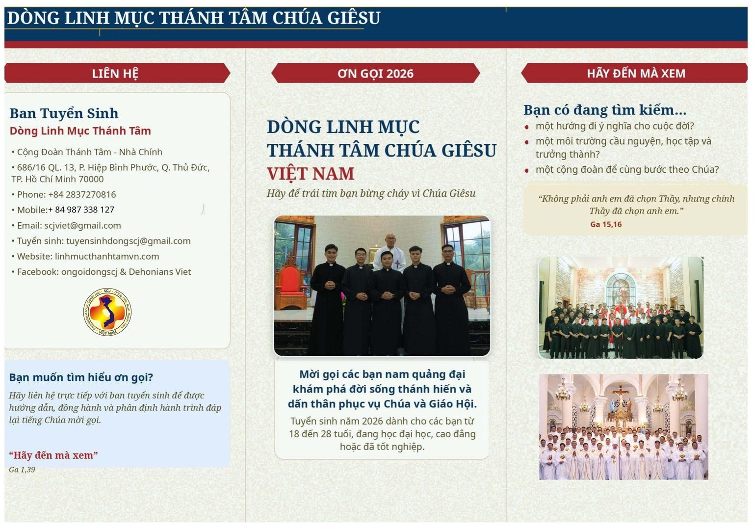 Dòng Linh Mục Thánh Tâm Chúa Giêsu - Thông báo tuyển sinh năm 2026